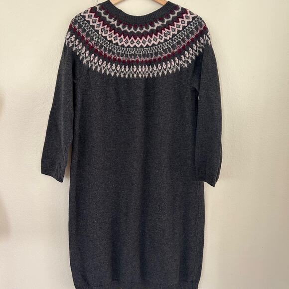 J. Jill Sweater Dress Knit Fair Isle Midi Grey SZPM Winter Comfortcore Comfy - Picture 4 of 8